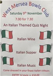 Italian Themed Quiz Night - Saturday 9 November